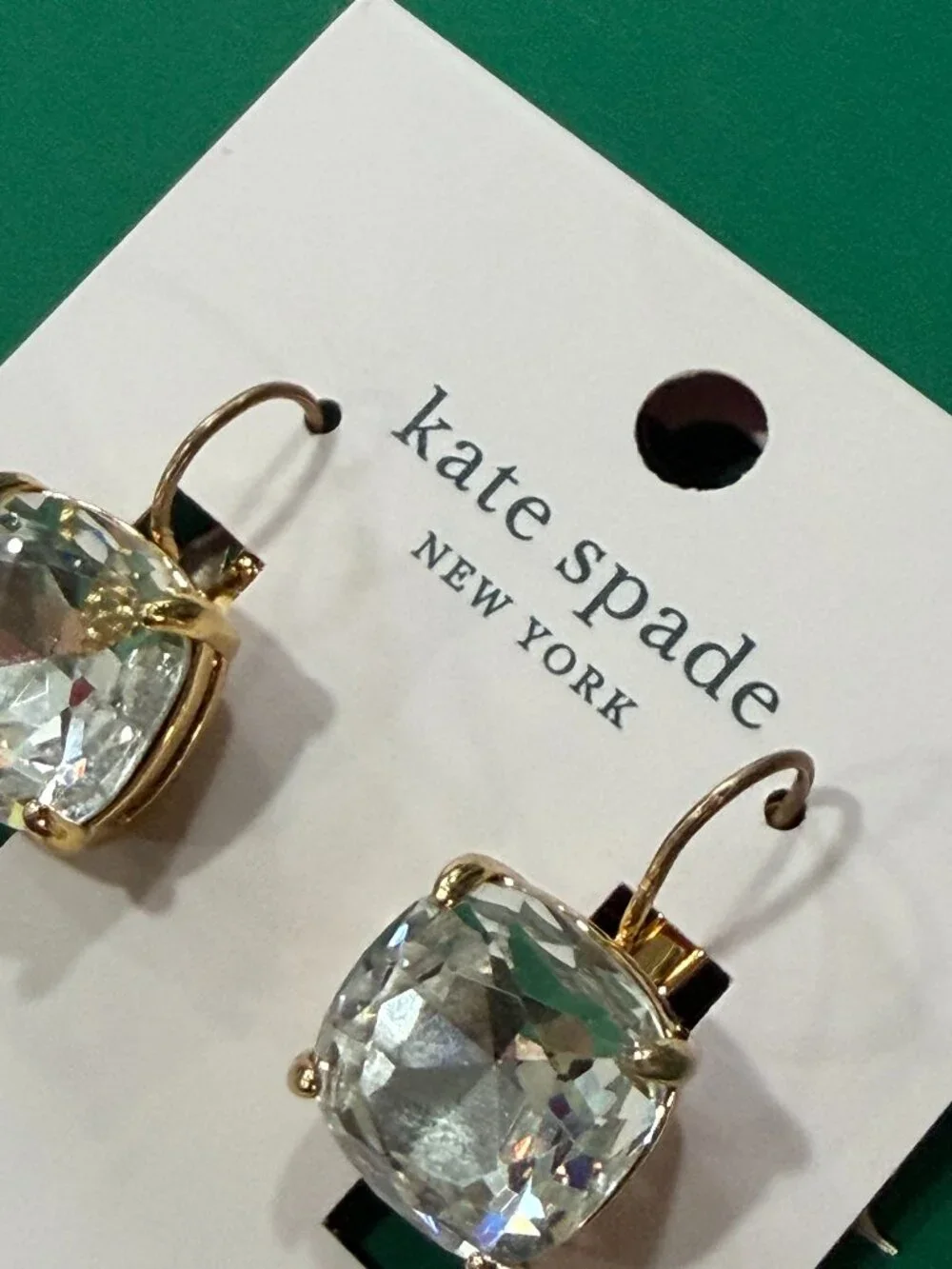 Kate Spade Small Square Leverback Earrings Clear/ Silver